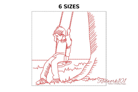Cute Boy Playing on Swing Redwork: A Seasonal Review