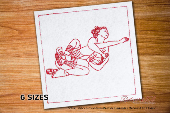 Women Wrestling Redwork: Embroidery Seller Review